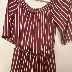 Ambiance Burgundy and White Striped Jumpsuit
